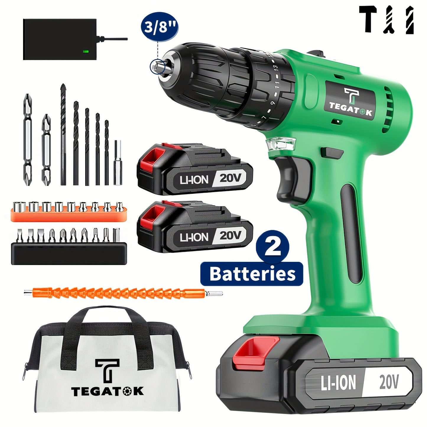 Accuschroevendraaier – Draadloze Schroevendraaier – Accu Schroevendraaier – Elektrische Schroevendraaier – Lithium-Ion Accu – 2000mAh Batterij – Inclusief Accessoires