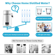 Waterdestilleerder - Zuiver Water Maken - Automatisch Distilleerketel -Filteren 1 L/U - 750W - 304 Roestvrij staal - Wit