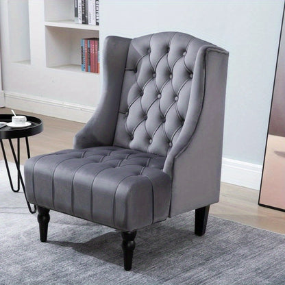 Homcom Earring Single Relaxsel with Tufting Increased Legs Gray Velvet 67 X 70 5 X 97 Cm Consecration And Comfortable