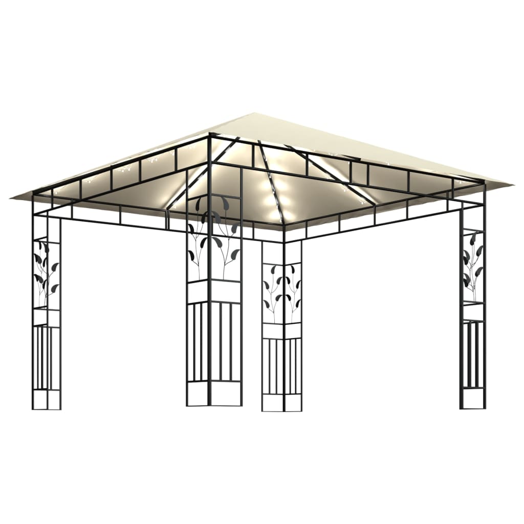 Luifel – Tuinklambuis – Overkapping – Terrasoverkapping – Zonneluifel – 3x3 Meter – Stabiel Stalen Frame – Ingebouwde Lichtslinger