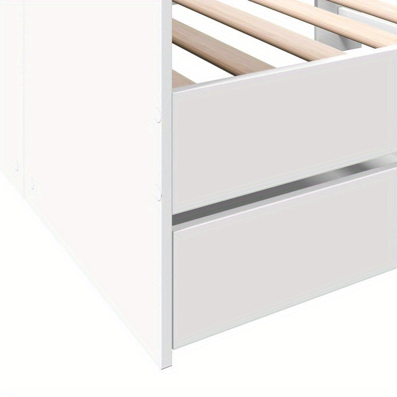 Bedbank – Daybed – Slaapbank – Logeerbed – Bedlade – Wit – 75x190 cm – Hout – Ruimtebesparend Met Ladeopbergruimte