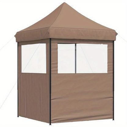 Collapsible Pop-Up Party Tent with 2 Side Walls in Brown. Sturdy And Durable, Easy to Assemble, Suitable for Gatherings, Parties, Weddings, Camping, And Other Outdoor Activities.