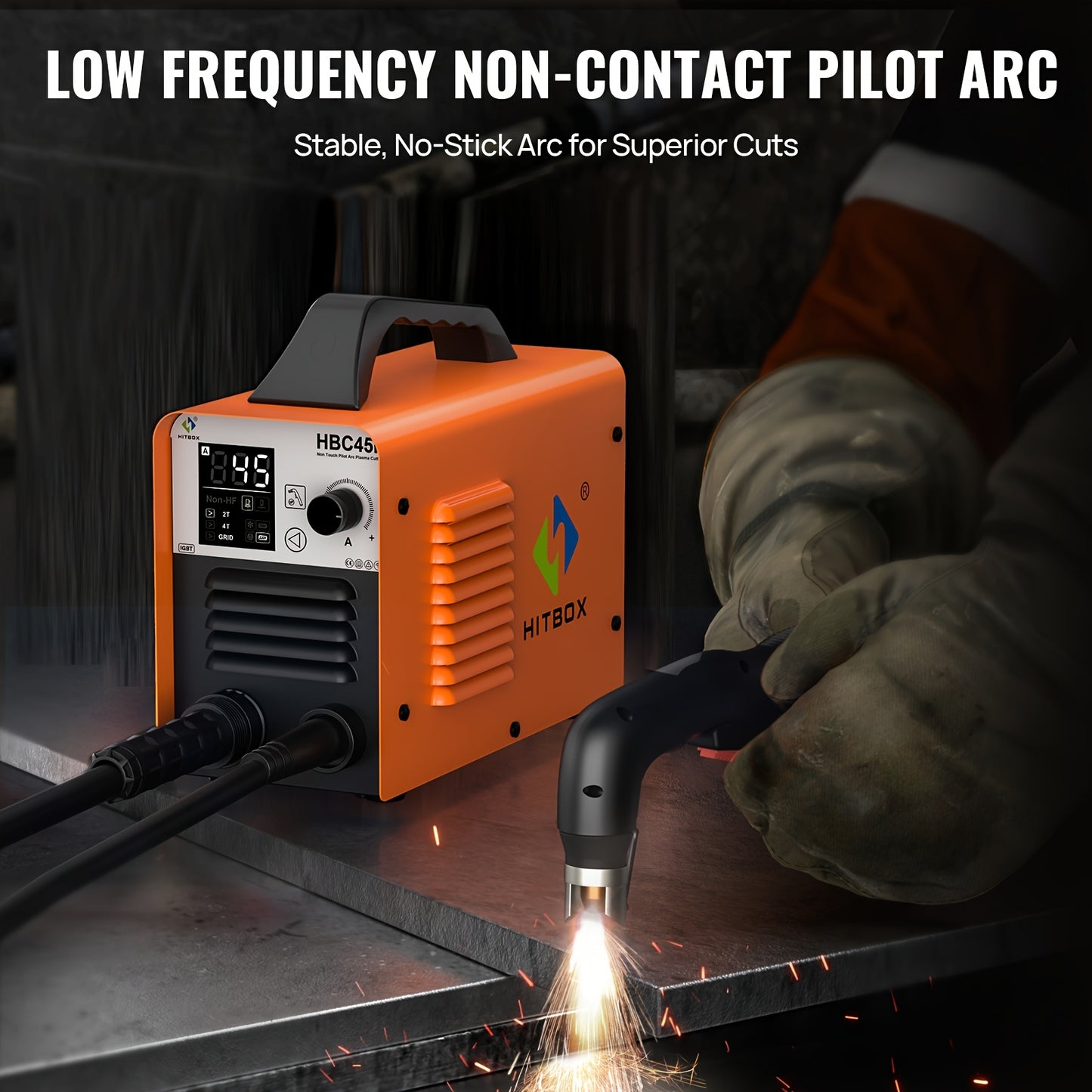 Plasma Snijmachine – Plasma Cutter – Metaalsnijder – Pilot Arc Snijder – 45Amp Snijapparaat Oranje – IGBT Inverter Technologie – Groot Digitaal Display