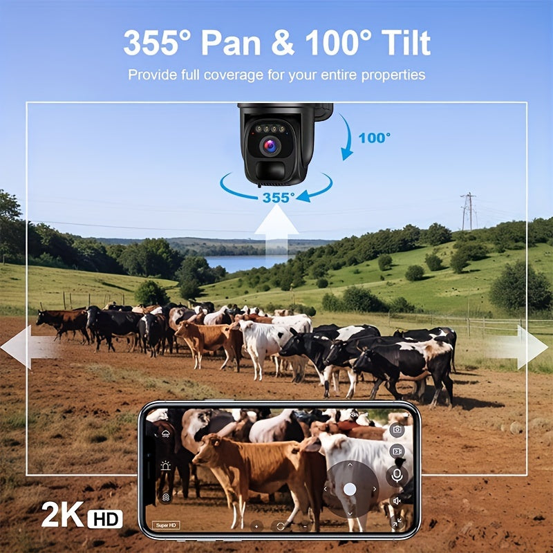 4G LTE Beveiligingscamera – Surveillance Camera – Buiten Camera – Draadloze Camera – Mobiele Beveiliging – 2 Stuks Met 32GB SD & SIM Kaart – 2K Kleurennachtzicht – 360° Draaibare Live View