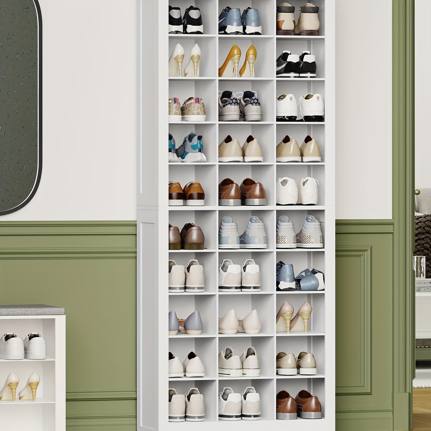 Schoenenkast – Vrijstaande Schoenenkast – Schoenenopberger – Schoenrek – Schoenmeubel – Witte Kleur – 30 Paar Schoenen – Ruimtebesparend Design