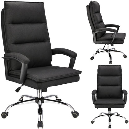 Bureaustoel – Kantoorstoel – Game Stoel – Office Chair – Gamestoel – Zwart Stof – Met Metalen Onderstel – Verstelbare Zithoogte