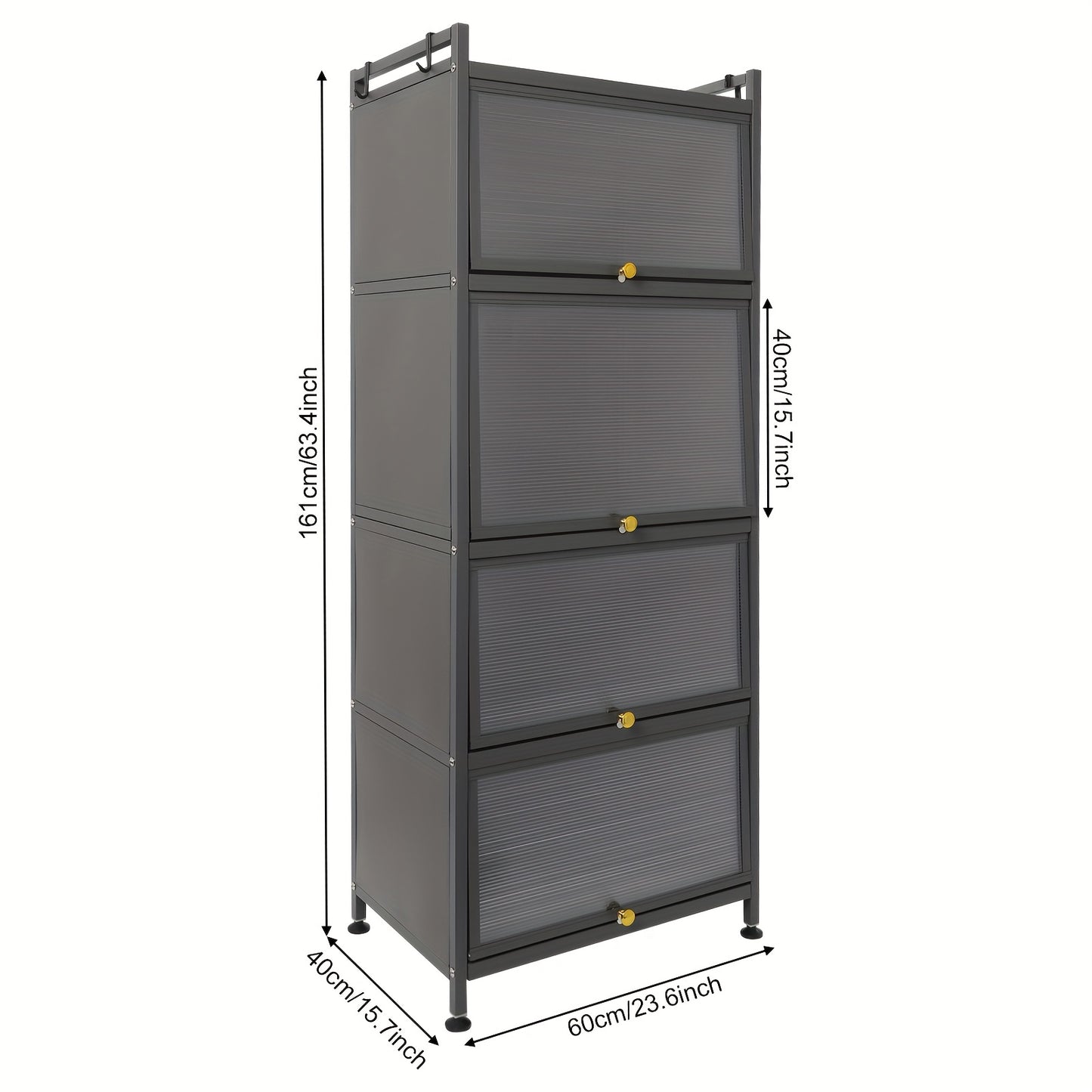 Heavy-Duty 5-Tier Standing Storage Cabinet with Locking Wheels - Extra Tall Kitchen Organizer, Carbon Steel & PC Construction, Space-Saving Shelving Unit for Kitchen, Office, Living Room - Easy Assembly, No Power Needed, Kitc