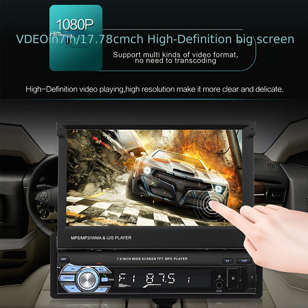 Autoradio – Car Stereo – Multimedia Speler – Android Radio – 1 DIN Unit – 7-inch Motorised Touchscreen – Draadloze CarPlay & Android Auto