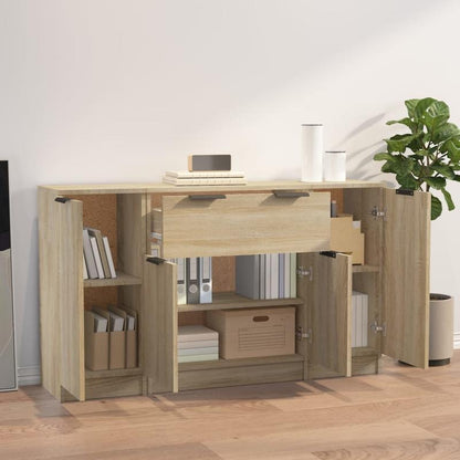 Modern Minimalist Sideboard with Drawers & Shelves - Light Wood Finish, Contemporary Design for Living Room or Bedroom, Space-Saving Storage Furniture, Bedroom Storage Furniture, Sleek Furniture Piece, Smooth Finish Furniture