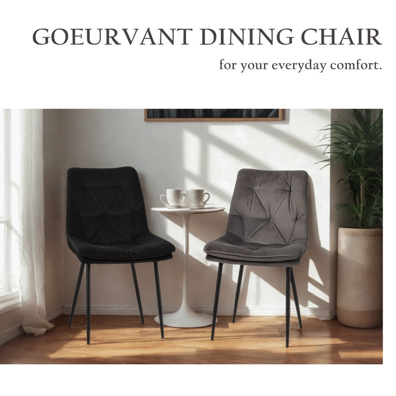 Eetkamerstoel – Stoel – Design Stoel – Comfortabele Stoel – Kuipstoel – Donkergrijs Fluweel – Ergonomische Rugleuning – Dubbele Laag Zitkussen
