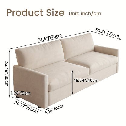 Bank – Tweezitsbank – Sofa – Loveseat – Zithoek – Beige Kleur – Oversized Comfortabele Zitting – Eenvoudige Montage