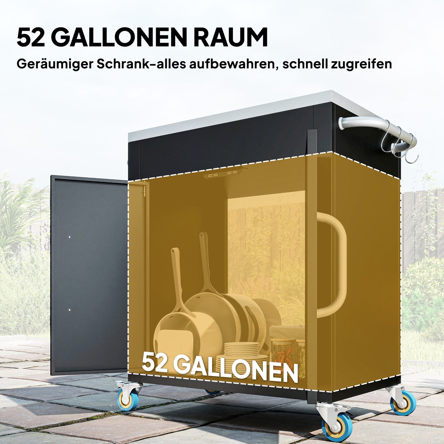 Keukentrolley – Serveerwagen – Keukenwagen – Opbergkast – Rolwagen – Zwart – RVS Handgrepen – Compact 86x50x86,5 cm