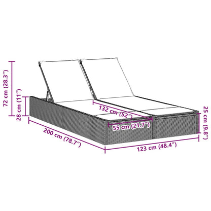 Ligbed – Dubbele Lounger – Loungezetel – Zonnebed – Ligstoel – PE-Rattan – Verstelbare Rugleuning – Comfortabele Kussens