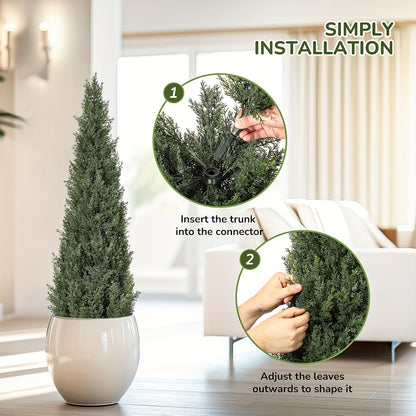 Kunstcipres – Kunstplanten – Nepbomen – Kunstbomen – Kunstcipres bomen – 120 cm Hoog – UV Bestendig – Set Van 2 – Onderhoudsvrij