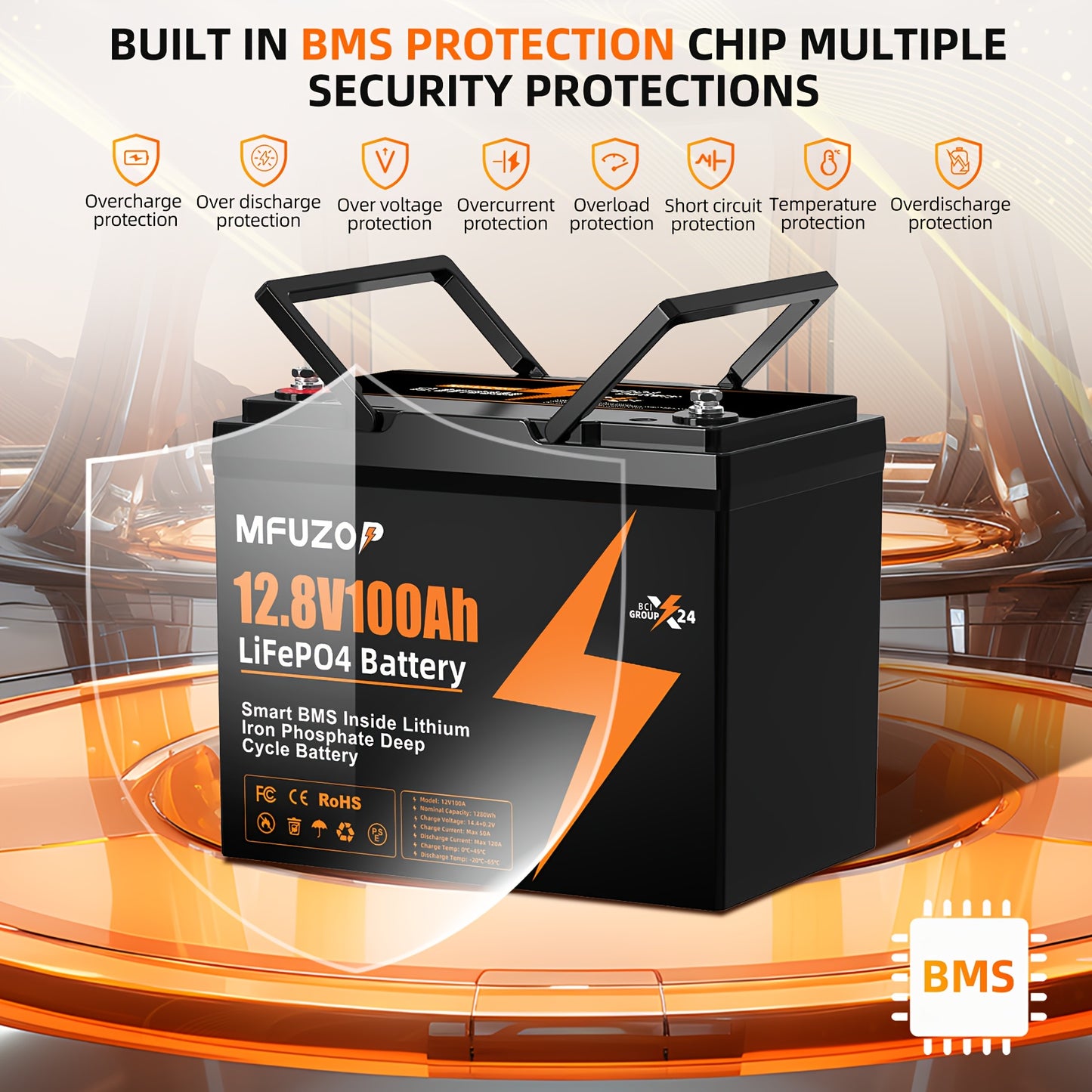 12V LiFePO4 Accu – Lithium Batterij – Deep Cycle Accu – Solar Accu – Camper Accu – 100Ah Capaciteit – Geavanceerd BMS Systeem – Langdurige Levensduur 15.000+ Cycli