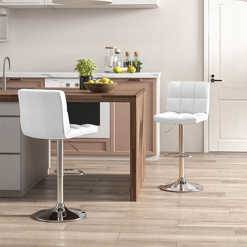 Barkrukken – Barstoelen – Krukken – Keukenstoelen – Barkruk Set – Verstelbare Hoogte 65-85 cm – Kunstleer Met Rugleuning En Voetsteun