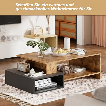 Bijzettafel – Salontafel – Sofa Tafel – Nachtkastje – Banktafel – Hoogwaardig Hout – 105x35x60 cm – Retro Zwart