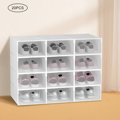 Schoenendozen – Opbergdozen – Schoenverpakking – Stapelboxen – Organizer – 20 Stuks Wit – Waterdicht ABS Plastic – Stapelbaar Met Flip Top Deksel