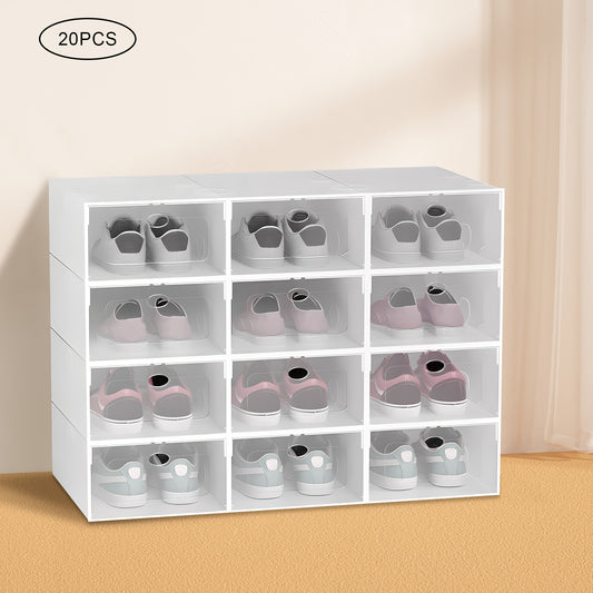 Schoenendozen – Opbergdozen – Schoenverpakking – Stapelboxen – Organizer – 20 Stuks Wit – Waterdicht ABS Plastic – Stapelbaar Met Flip Top Deksel