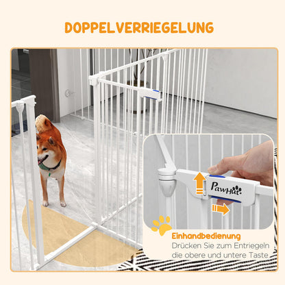 Puppy Playpen, Foldable Portable Dog Playpen, Steel Puppy Playpen, Lockable Door, Weather , Black