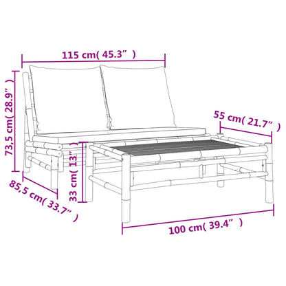 Bamboe Lounge Set – Buitenmeubilair – Tuinmeubilair – 2-Zits Bank – Duurzaam Hard Bamboe – Comfortabele Zithouding
