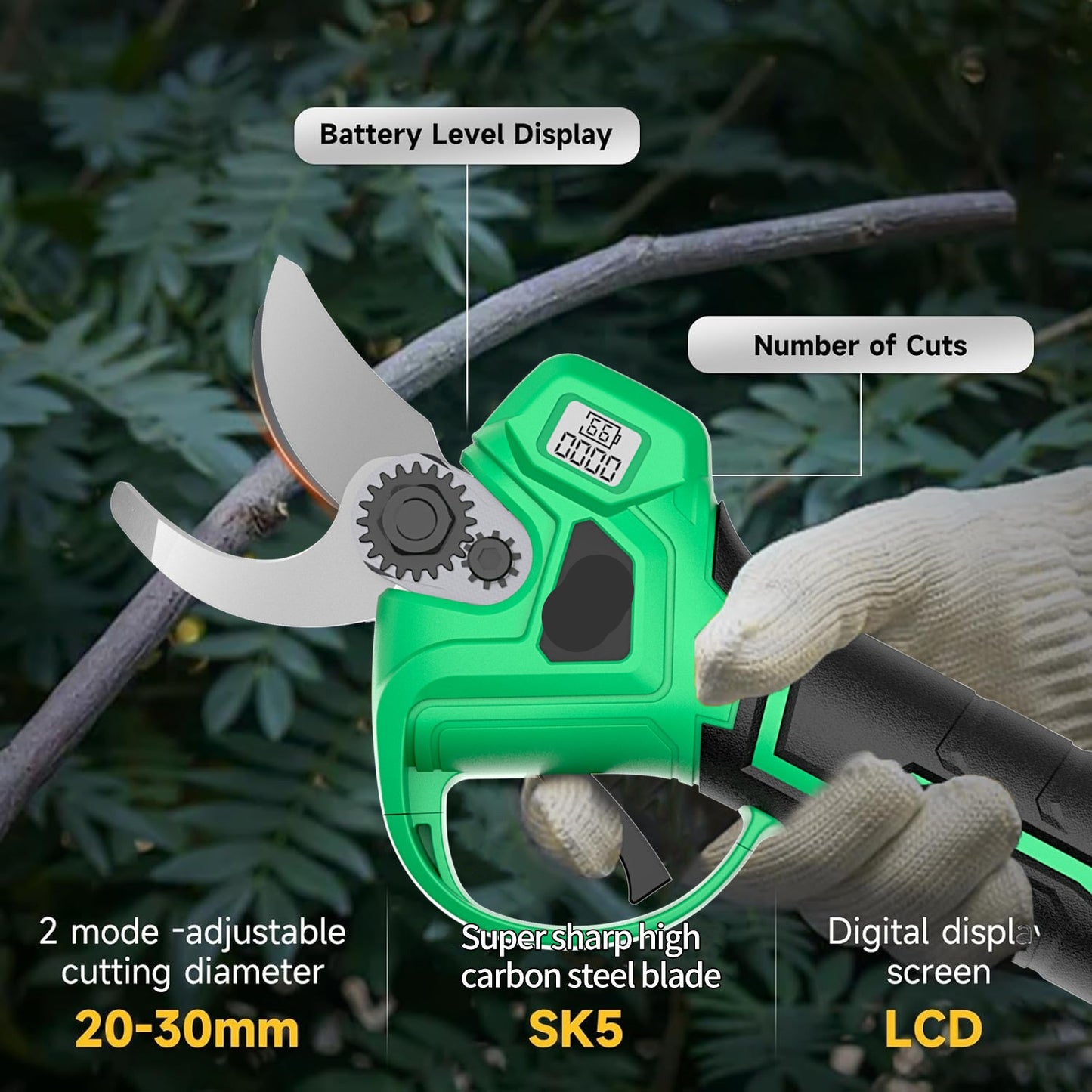 Draadloze Snoeizaag Set – Snoeizaag Draagbaar Zaagmachine Tuingereedschap – Lithiumbatterijen – Verlengsteel