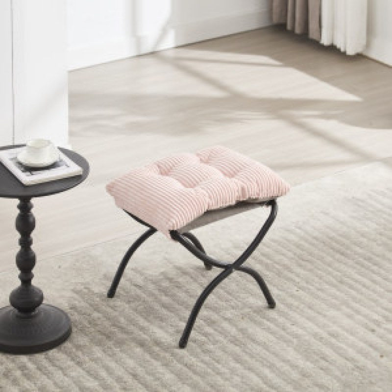 Lounge stoel – Fauteuil – Loungestoel – Relaxstoel – Zithoek stoel – Met armleuningen – Zijvak – Inclusief voetenbank – Modern design – Roze bekleding