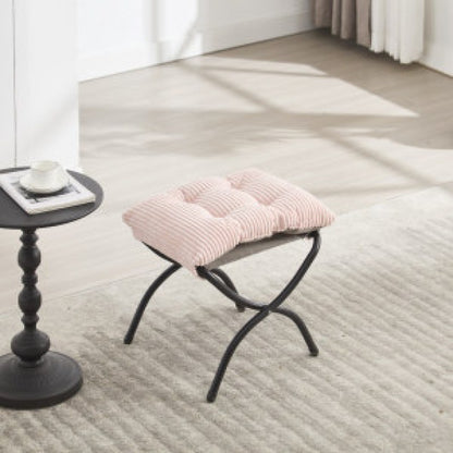Lounge stoel – Fauteuil – Loungestoel – Relaxstoel – Zithoek stoel – Met armleuningen – Zijvak – Inclusief voetenbank – Modern design – Roze bekleding