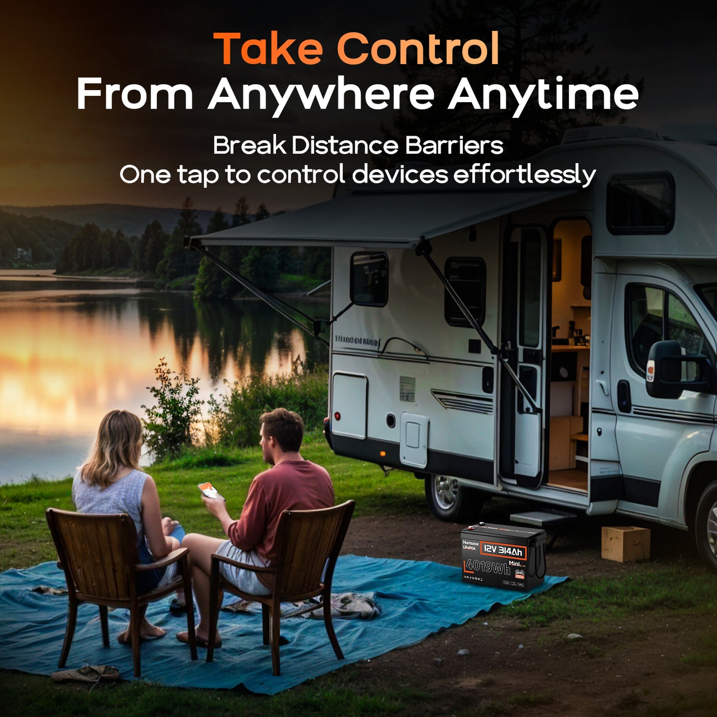12V LiFePO4 Accu – Lithium Batterij – Caravan Accu – Camper Accu – Zonne-energie Accu – 314Ah Capaciteit – Compact & Lichtgewicht Met Afstandsbediening