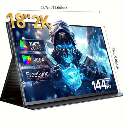 Gaming Monitor – Portable Monitor – Draagbare Monitor – 2K Monitor – QHD Beeldscherm – 18 Inch – 144Hz Refresh Rate – USB-C Aansluiting