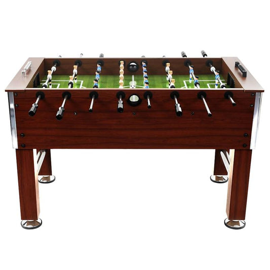 tafelvoetbaltafel – voetbaltafel – tafelvoetbalspel – kickertafel – speltafel – stevig staalframe – groot speelveld 140x74,5x87,5 cm – bruin zwart grijs