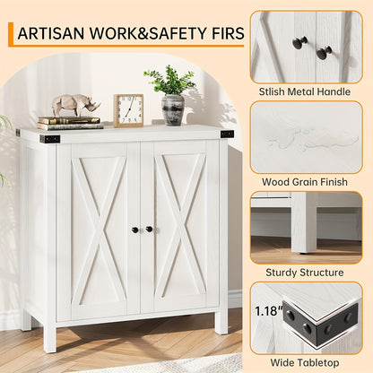 Buffetkast – Dressoir – Kast – Sideboard – Kast met Opbergruimte – Wit Vintage Design – Stevige MDF Constructie – Verstelbare Plank