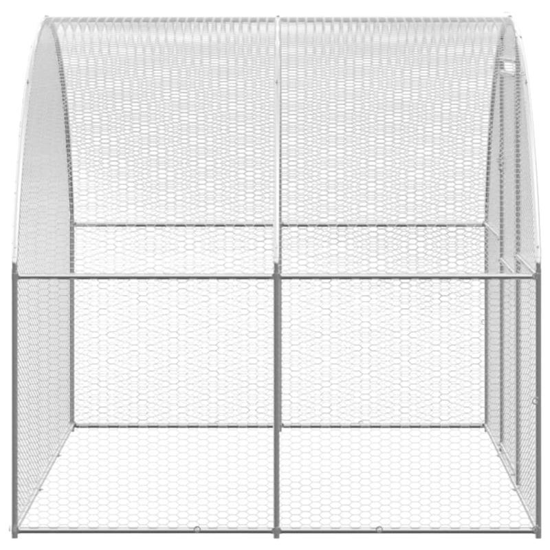Kippenren – Pluimveren – Kipren – Hennenren – Dierenren – Zilverkleurig – Gegalvaniseerd Staal – 3x1,2x2 Meter – Geen Elektriciteit Nodig