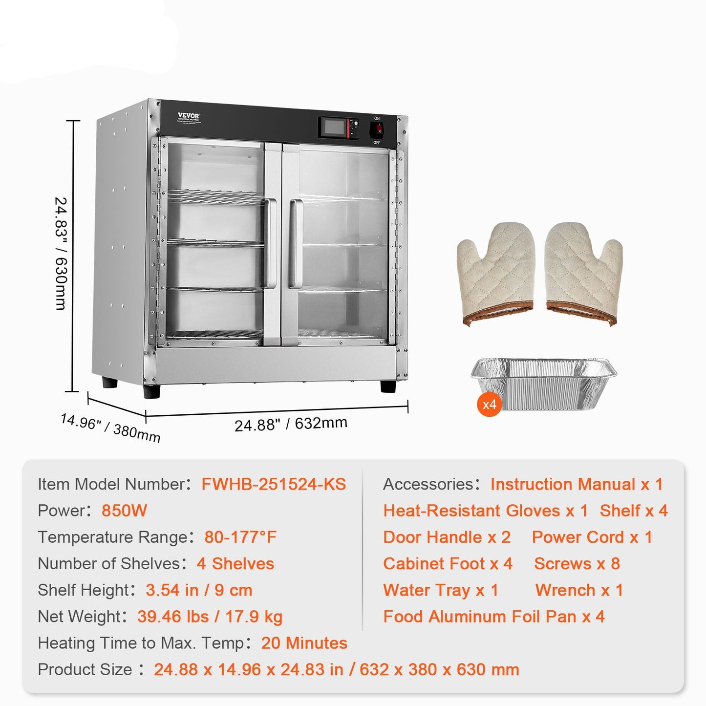 Etenwarmer – Warmhoudkast – Food Warmer – Warmhoudkast 4-Laags – Warmehoudkast – Roestvrij Staal – Instelbare Temperatuur 27-80°C