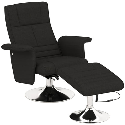Lounge Chair – Relaxfauteuil – Draaifauteuil – Accentstoel – Fauteuil Zwart – Duurzaam Bamboe Frame – Handmatige Verstelling Met Voetensteun