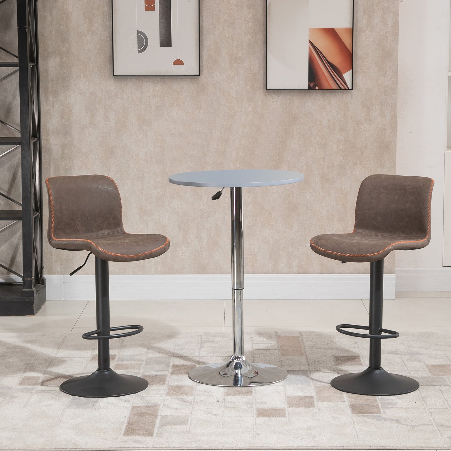 Barkrukken – Barstoelen – Krukjes – Verstelbare Stoelen – Vintage Chestnut – Set Van 2 – Verstelbare Zithoogte 85-106 cm – Comfortabele Gevulde PU-zitting
