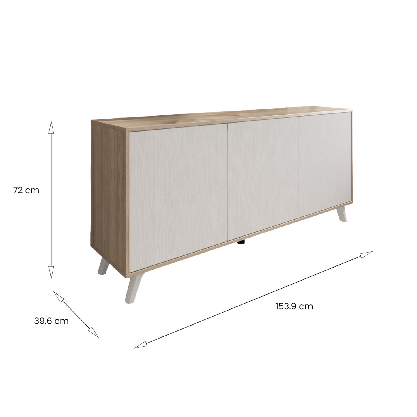Dabello Sideboard, Kitchen Buffet, Design Living Room Cabinet, Modern 3-Door Sideboard with Shelves, 154x40x75 cm, Available in 6 Colors