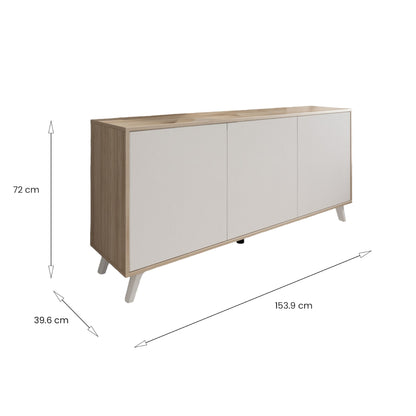 Dabello Sideboard, Kitchen Buffet, Design Living Room Cabinet, Modern 3-Door Sideboard with Shelves, 154x40x75 cm, Available in 6 Colors