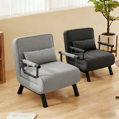 4in 1 Armchair, Sofa Bed with Bed Function, Space-Saving Guest Bed, Armchair with Adjustable Backrest, 150kg Load Capacity, Metal Frame & linen, Guest Room Seating, Multifunctional Chair, Minimalist Furniture, Modern Armchair