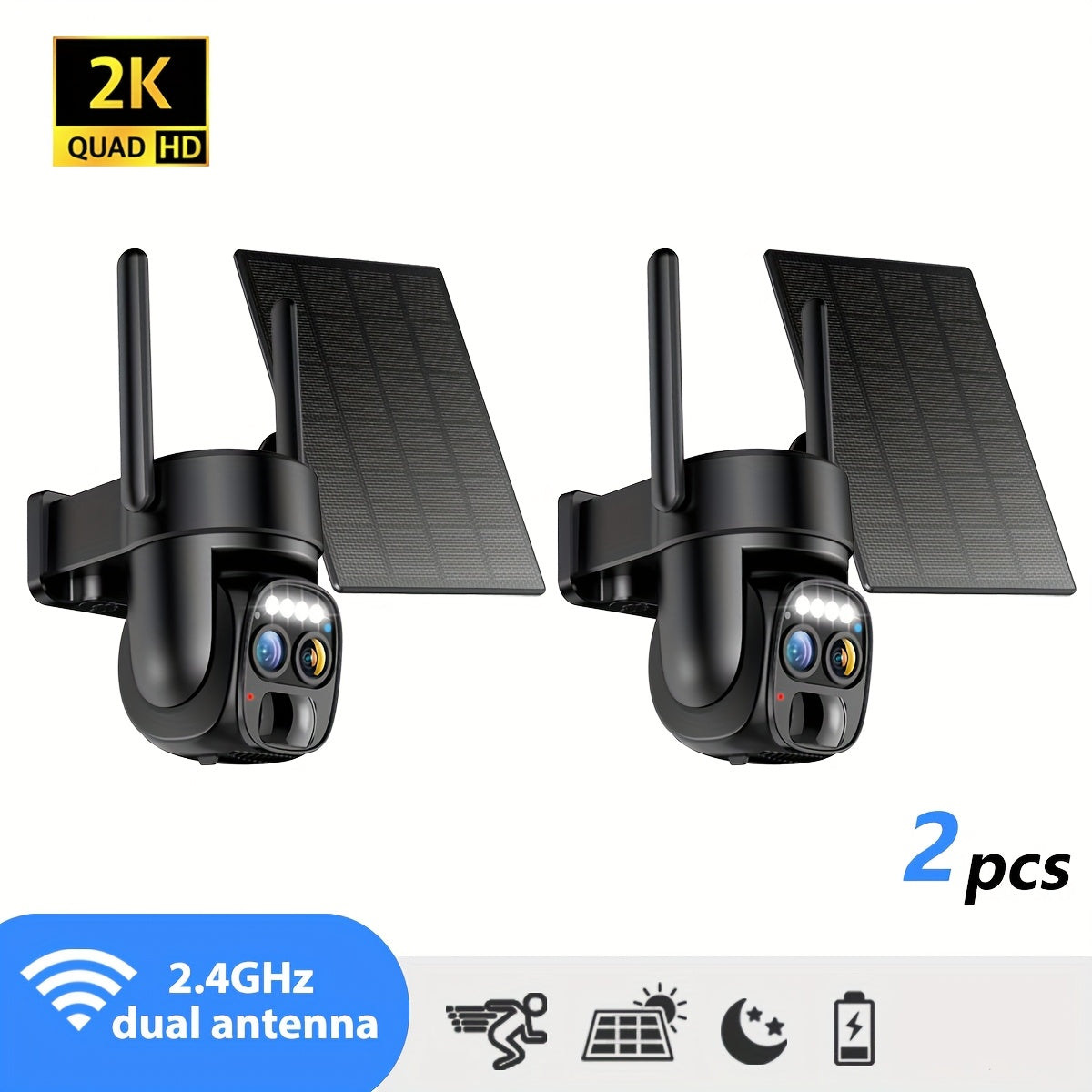 Solar Beveiligingscamera – Draadloze Beveiligingscamera – Zonne-energie Camera – Buiten Camera – 2K Full HD – Bewegingsdetectie & AI-Herkenning