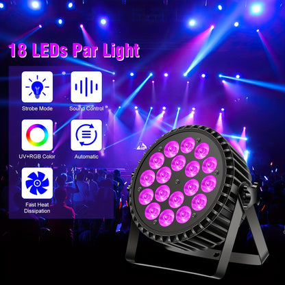 LED Par Lamp – Podiumverlichting – Feestverlichting – Disco Licht – Stage Light – RGBWA + UV 6-in-1 LED’s – Aluminium Behuizing Met DMX 7/10-Kanaals En Strobe Effect