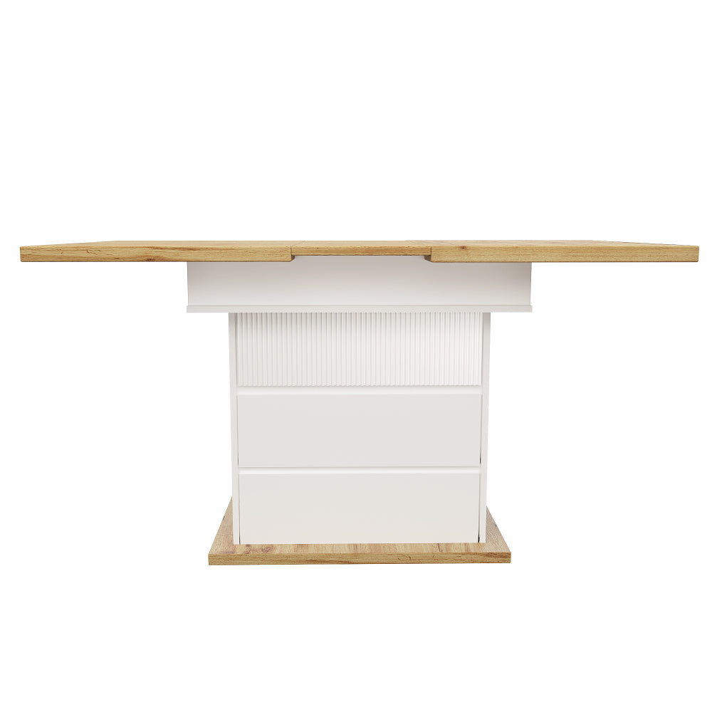 Uitklapbare Eettafel – Klaptafel – Uitschuifbare Tafel – Eettafel Compact – Meubeltafel – Zwart-Wit – Uitbreidbaar 110-140 cm – 3-Lagen Opbergruimte – Stevige Duurzame Constructie