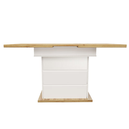 Uitklapbare Eettafel – Klaptafel – Uitschuifbare Tafel – Eettafel Compact – Meubeltafel – Zwart-Wit – Uitbreidbaar 110-140 cm – 3-Lagen Opbergruimte – Stevige Duurzame Constructie