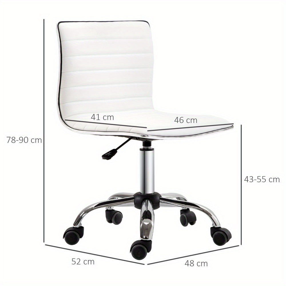 Bureaustoel – Ergonomische Stoel – Office Chair – Bureaustoel – Stuhl – Verstelbare Zithoogte 78-90 cm – Max. Draagvermogen 120 kg – Sponsgevuld – Zonder Armleuningen – Wit – Stevig Metalen Frame
