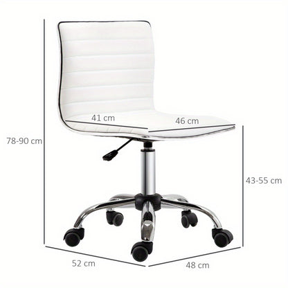 Bureaustoel – Ergonomische Stoel – Office Chair – Bureaustoel – Stuhl – Verstelbare Zithoogte 78-90 cm – Max. Draagvermogen 120 kg – Sponsgevuld – Zonder Armleuningen – Wit – Stevig Metalen Frame