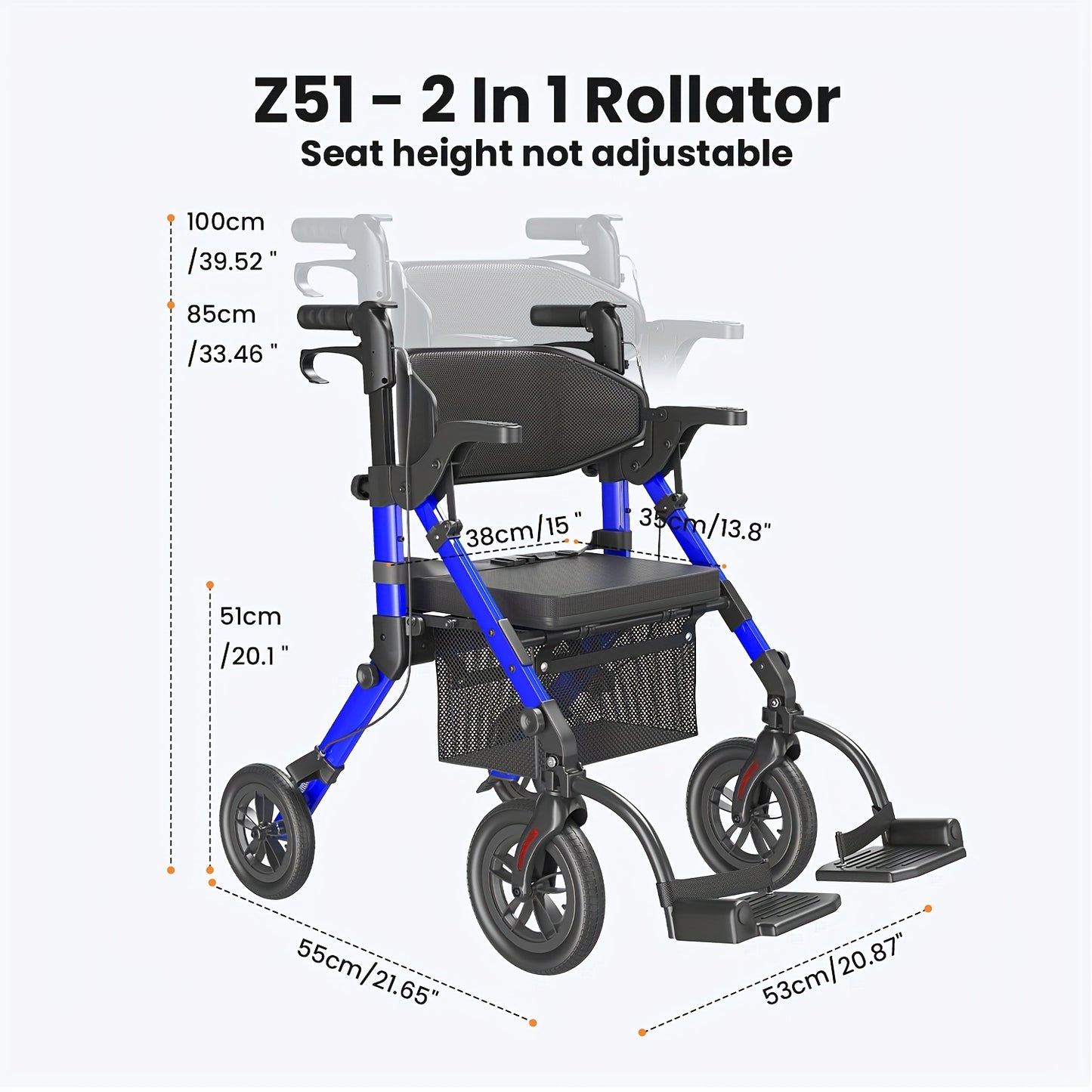 Rollator – Looprek – Wandelwagen – Mobiliteitshulpmiddel – Loopwagen – Lichtgewicht Opvouwbaar – 136 kg Draagvermogen – Zitje Met Rugleuning