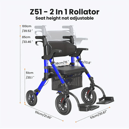 Rollator – Looprek – Wandelwagen – Mobiliteitshulpmiddel – Loopwagen – Lichtgewicht Opvouwbaar – 136 kg Draagvermogen – Zitje Met Rugleuning