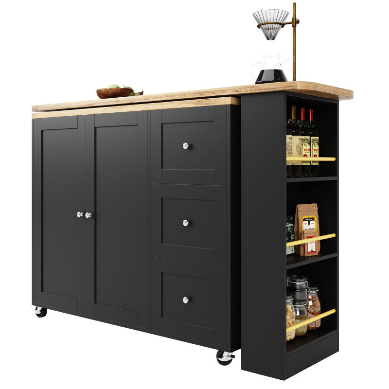 Black Standing Table with a 360-Degree Rotation, Measuring 135203 X 39 X 106 Cm, Equipped with Wheels And Three Shelves.