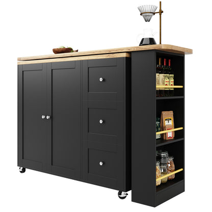 Black Standing Table with a 360-Degree Rotation, Measuring 135203 X 39 X 106 Cm, Equipped with Wheels And Three Shelves.