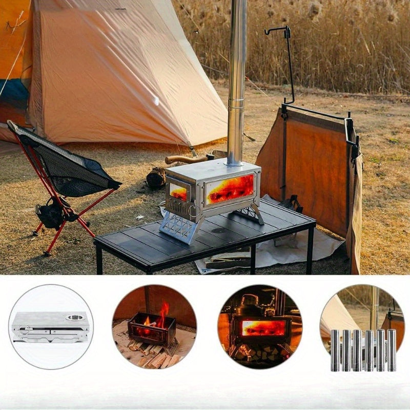 Mobiele Campingkachel – Draagbare Kachel – Campingkachel Inklapbaar – Buiten Kooktoestel – Roestvrij Staal – Elektronische Ontsteking – Verstelbare Hoogte